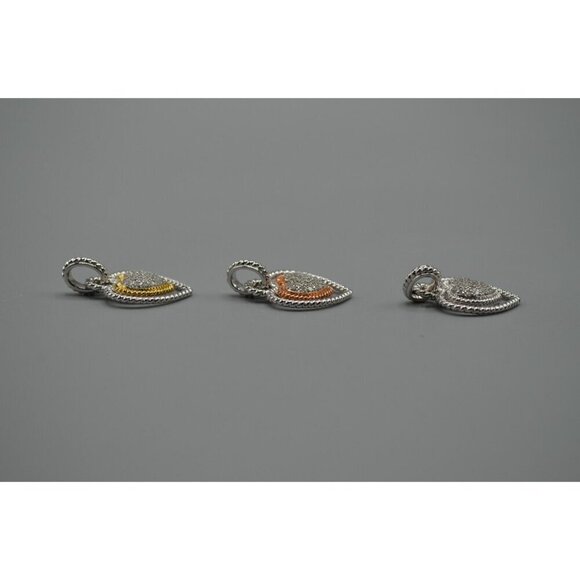 Sterling Silver Heart Pendant Set of 3 925 JS Gold Bronze Cubic Zirconia 9.95g - Picture 7 of 9